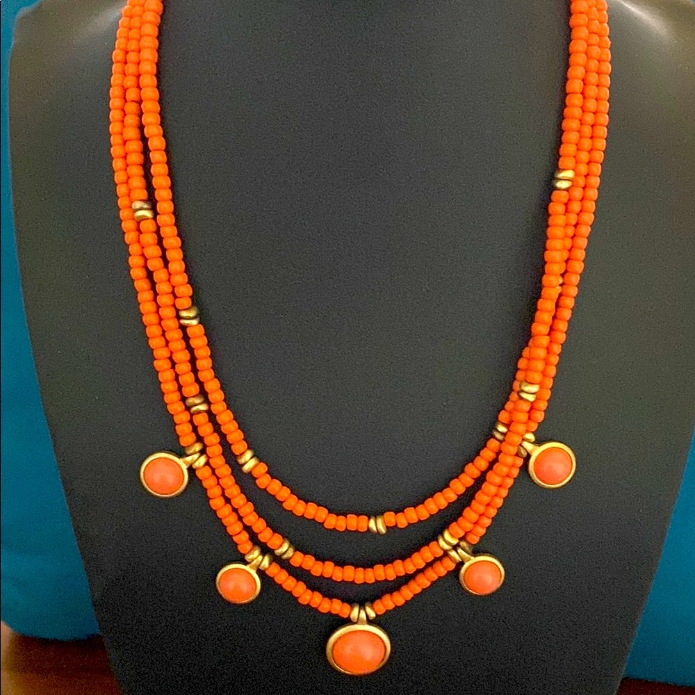 10/$10 Chic Beaded apricot Necklace with Gold Accents